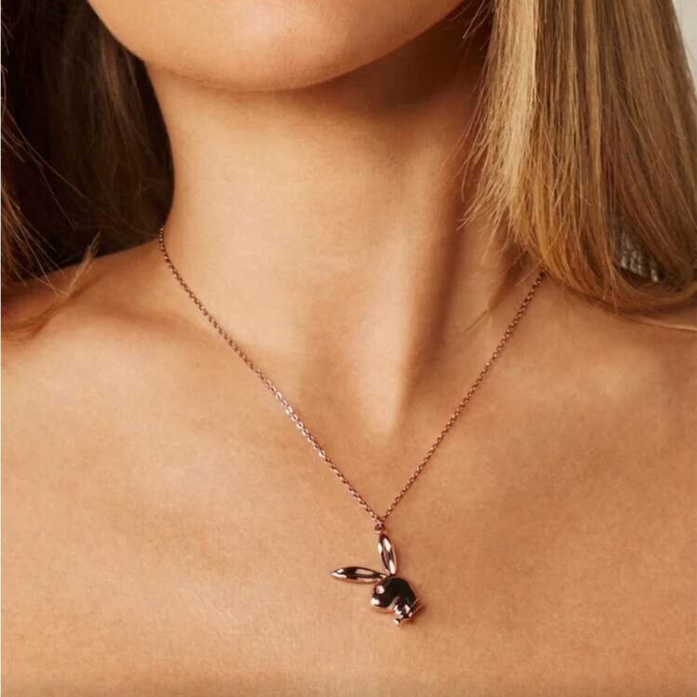 PLAYBOY Rose Gold Bunny Pendant Necklace